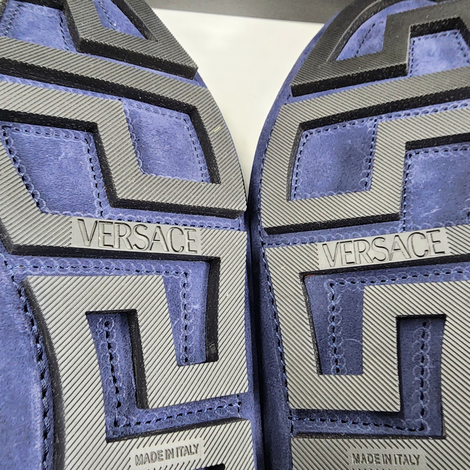 Versace Medusa Penny Loafers Men's 42.5/9.5US Blue Stitched Moc Toe Slip On - Picture 23 of 24