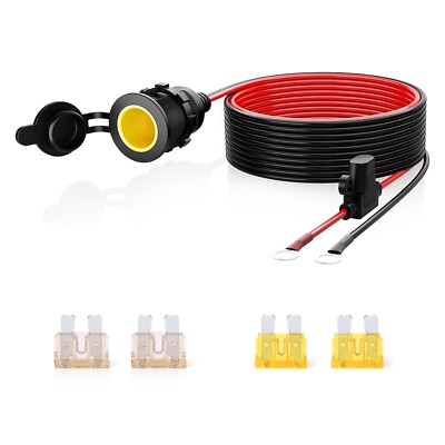12V DC Power Socket Plug Fuse Kit 12ft 12AWG Cigarette Lighter Extension Cord