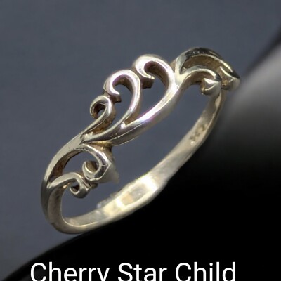 Curly swirl vine like band ring in Sterling 925 silver