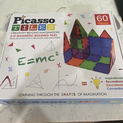 Picasso 3-D Magnetic Building Tiles Kids Create Educational Construction 60 Pcs