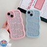 QLTYPRI Cute Bow Case for iPhone 15, Clear Ribbon Bow Pattern Curly Wave Edge Aesthetic Transparent Phone Case, Slim Shockproof Protective Phone Cover for Women Girls - Pink