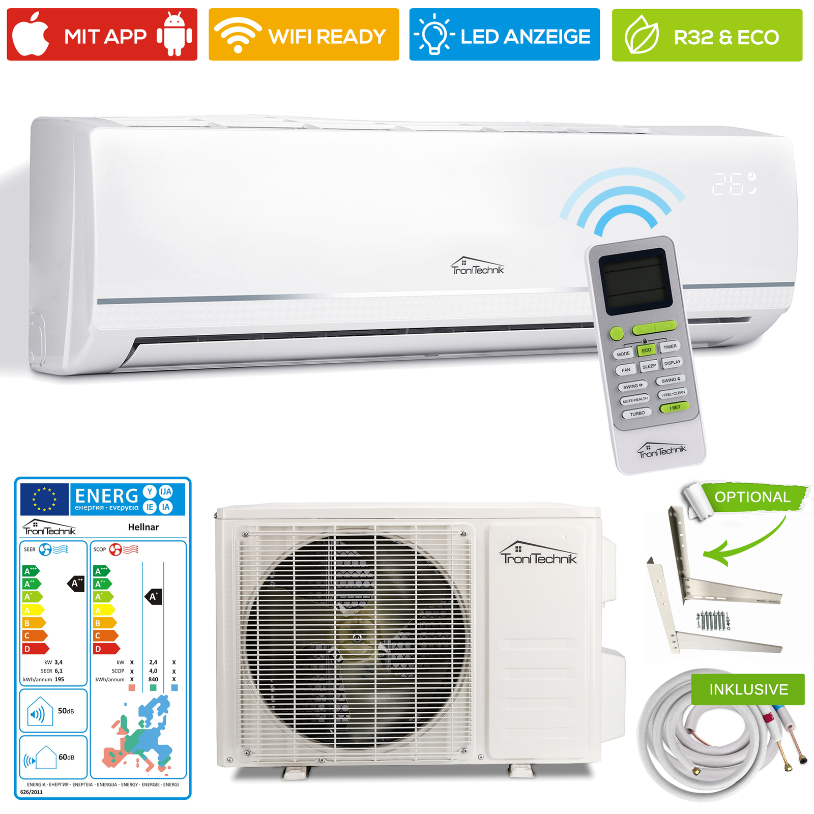 Split Klimaanlage Lokales Klimagerät 12000 BTU R32