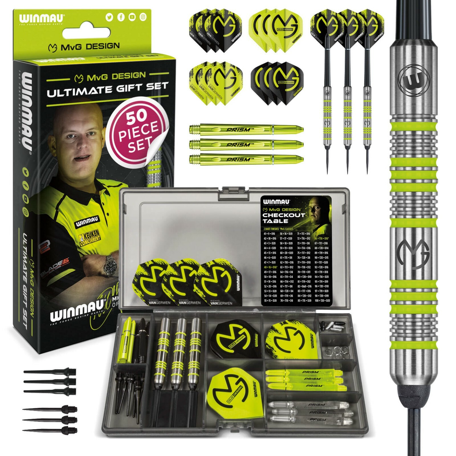 Winmau MvG Darts Gift Set Michael Van Gerwen Dart Flights, Shafts