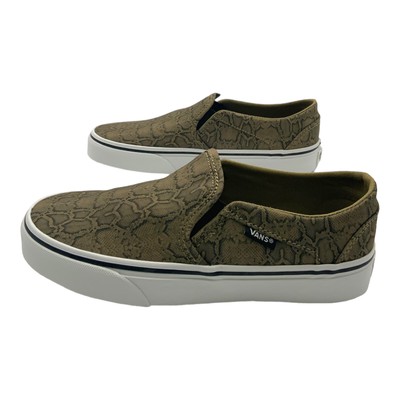 Vans Asher Slip-on Sneaker Canvas Snake Print Kelp US Women's 6
