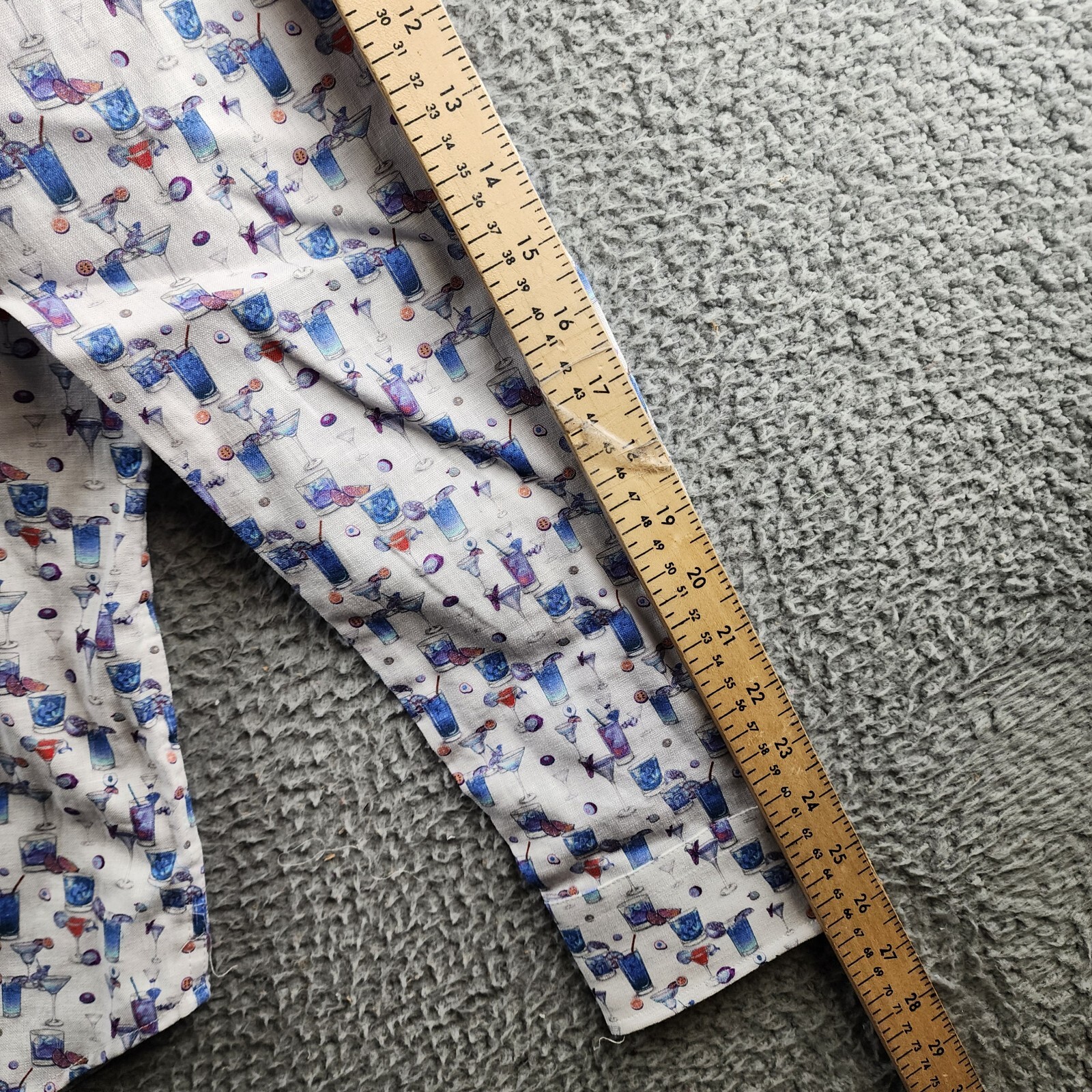 Robert Graham Linen Blend Button Front Shirt Men's L Blue Hawaiian Long Sleeve - Picture 11 of 16