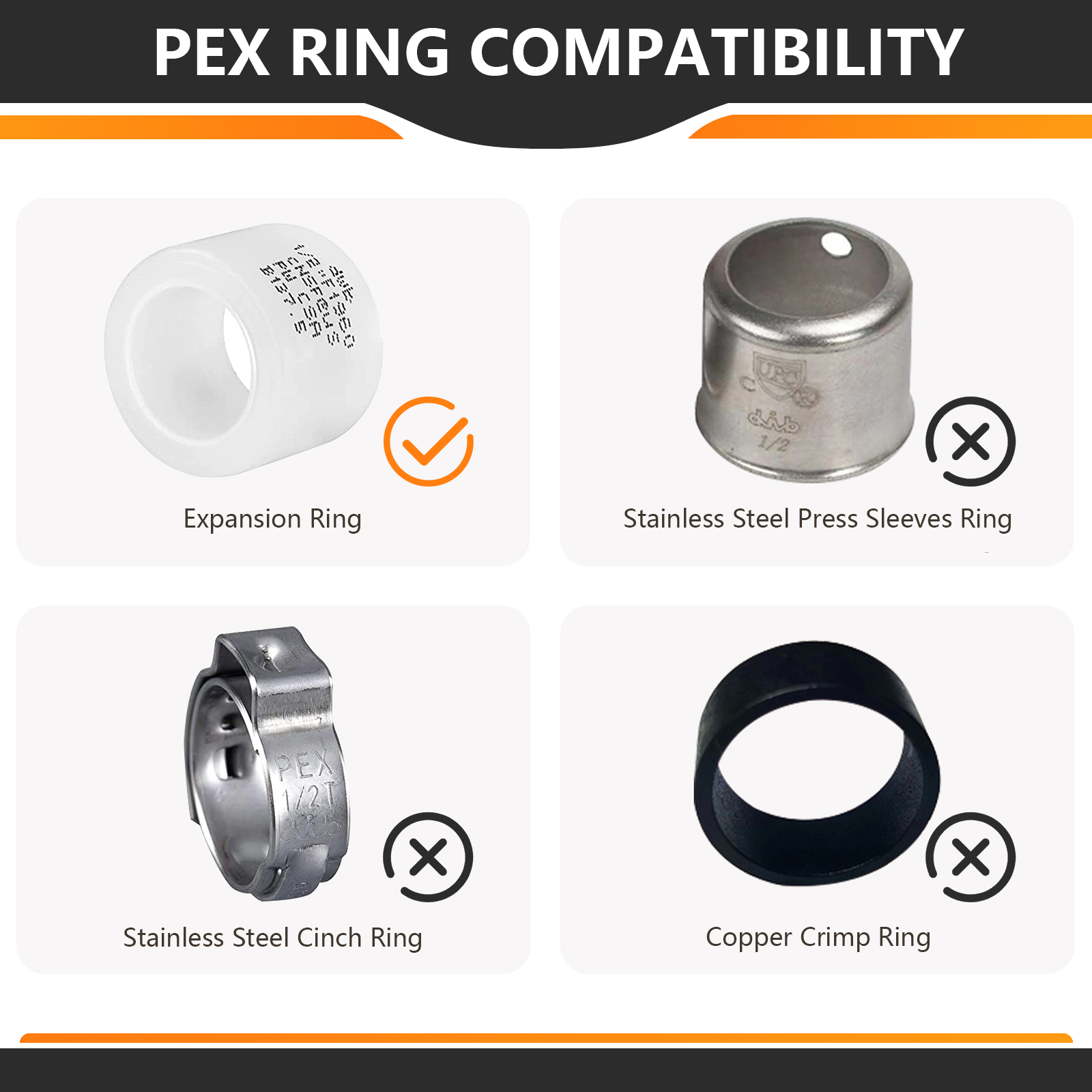 EFIELD 2 To 100 Packs Pex A 1/2"x1/2"x1/2" Brass Tee Expansion Fittings No Lead 