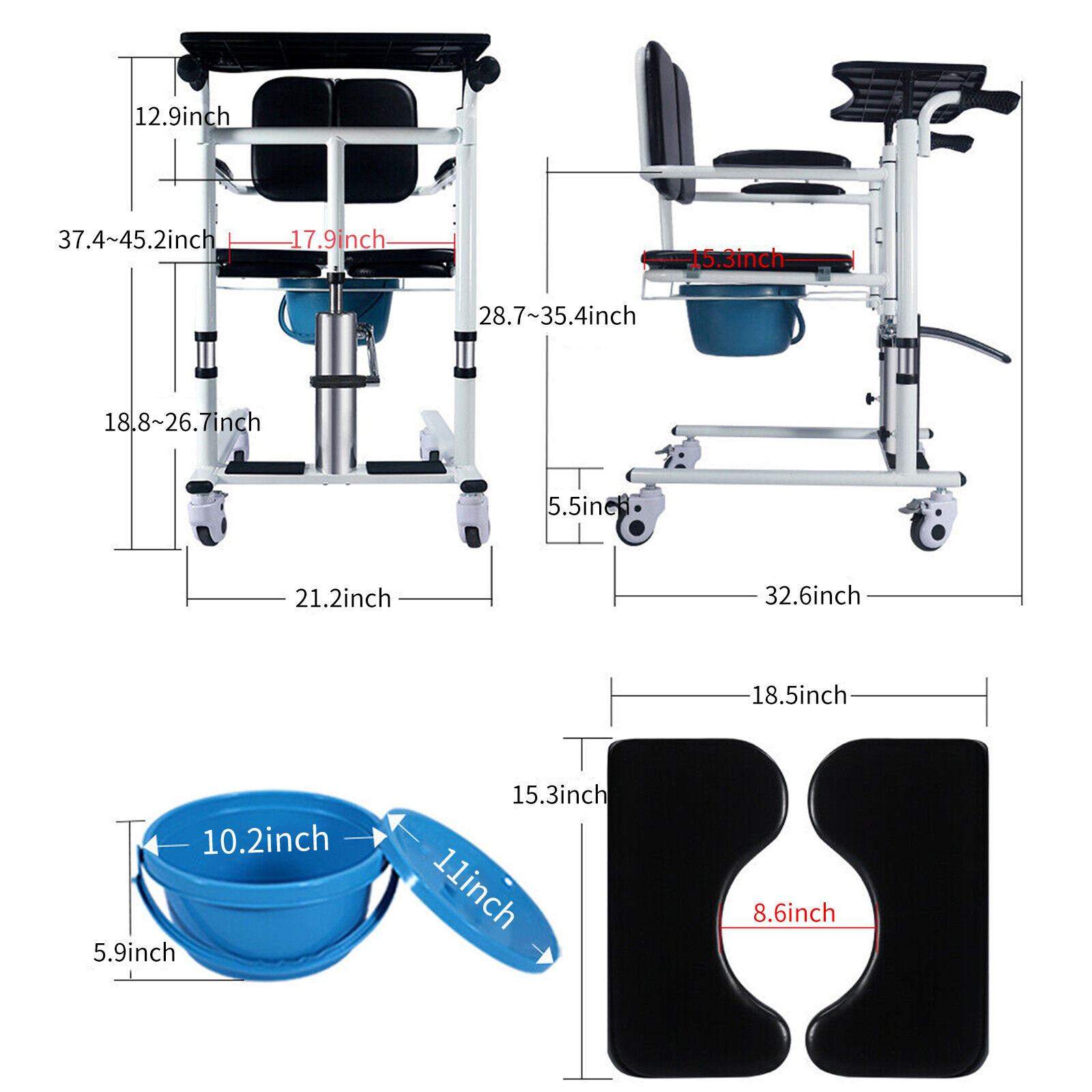 For Elderly Patient Lift Wheelchair Hydraulic Patient Lift Aid Transfer chair US