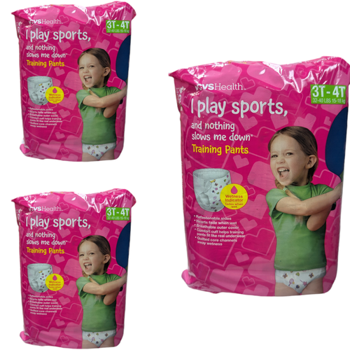 3 x Girls Training Pants, Size 3T - 4T (32-40lbs) 23ct Ea