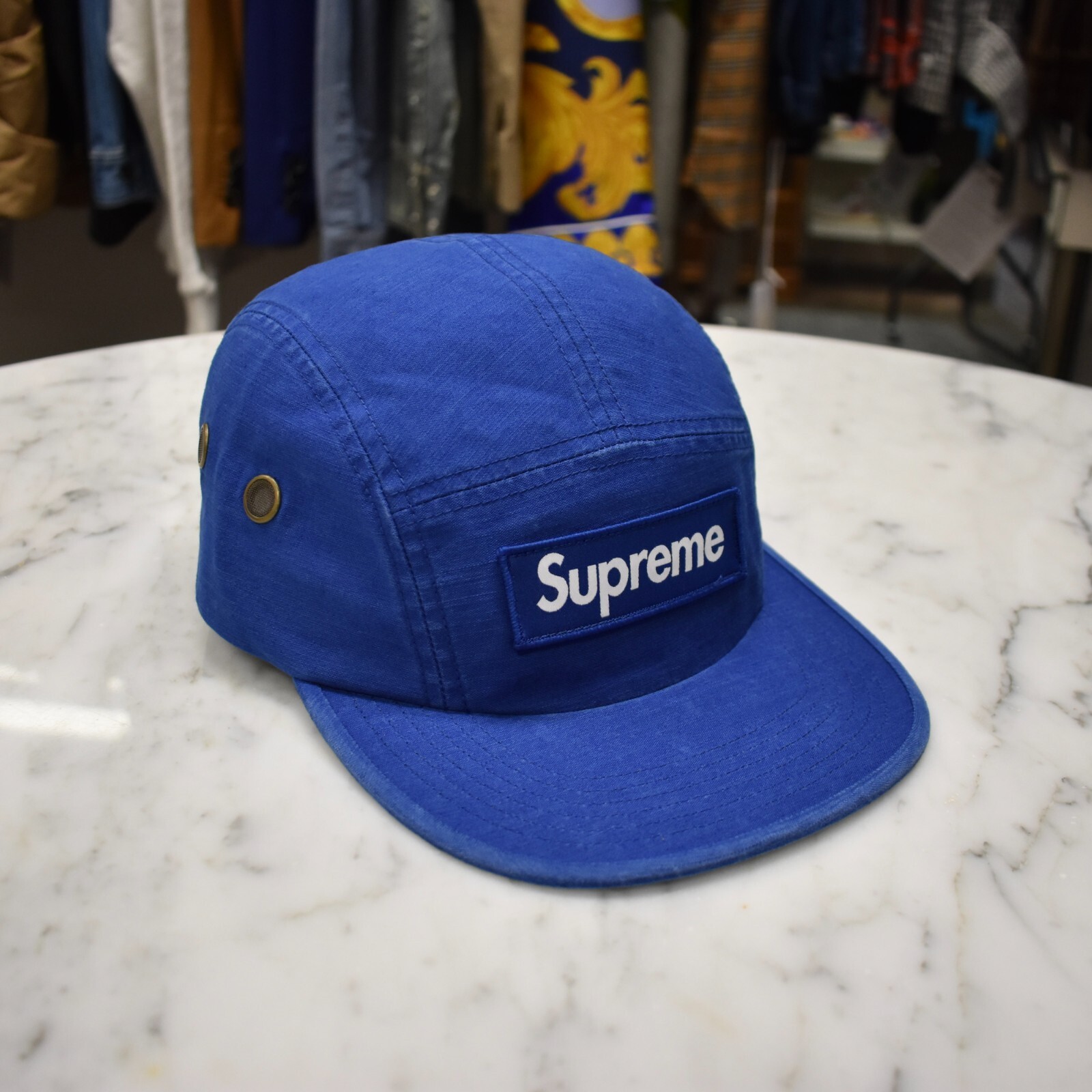 NWT Supreme Dk Royal Blue Military Box Logo Camp Cap Hat NWT Supreme Dk Royal Blue Military Box Logo Camp Cap Hat