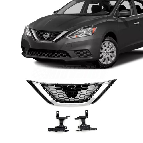 Front Chrome & Black Bumper Grille FIT 2016 2017 2018 Nissan Sentra 62310-3YU0A