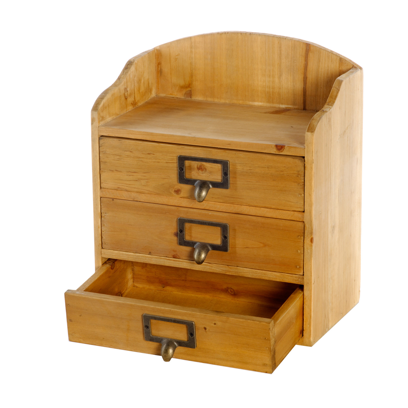 Office Home 3 Drawers Wooden Desktop Cabinet Rustic Storage Unit