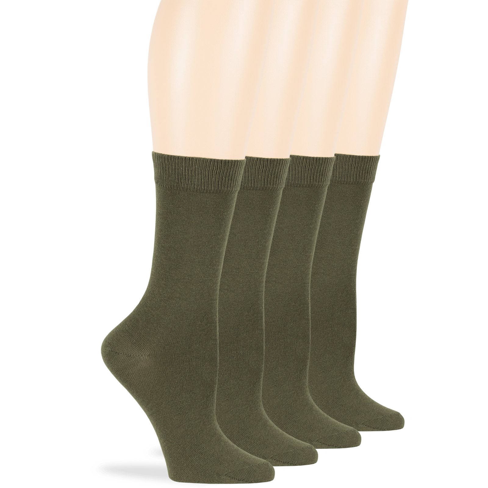 Women's Cotton 4 Pack Solid Soft Thin Crew Regular Socks Medium 9-11 Olive Green - Picture 8 of 9