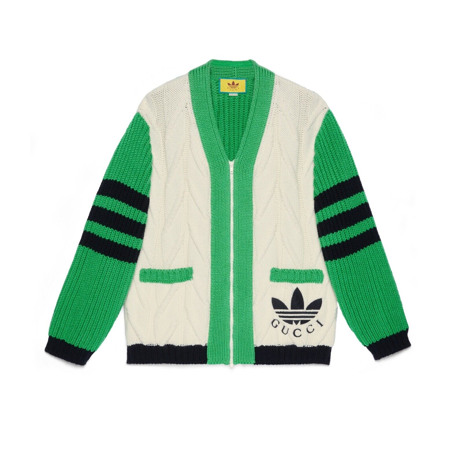 size S - adidas Gucci Cable Knit Wool Cardigan Sweater Green size S - adidas Gucci Cable Knit Wool Cardigan Sweater Green