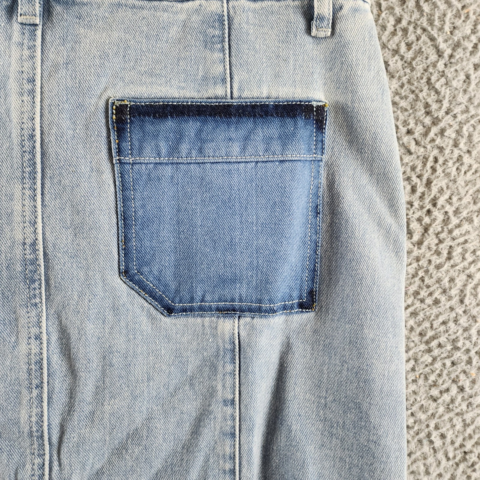 Gracia Straight Cut Midi Denim Skirt Women's L Blue Side Pockets Button Zip - Picture 14 of 15