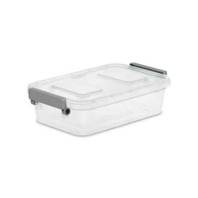 Plastic Modular Latch Box With Lid Small Storage Container Stackable Bin 2.7 Qt