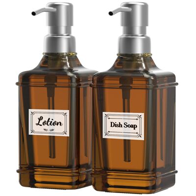 Versatile Glass Soap Dispenser Bottle With Pump 12 Oz Dripless Stainless Steel P