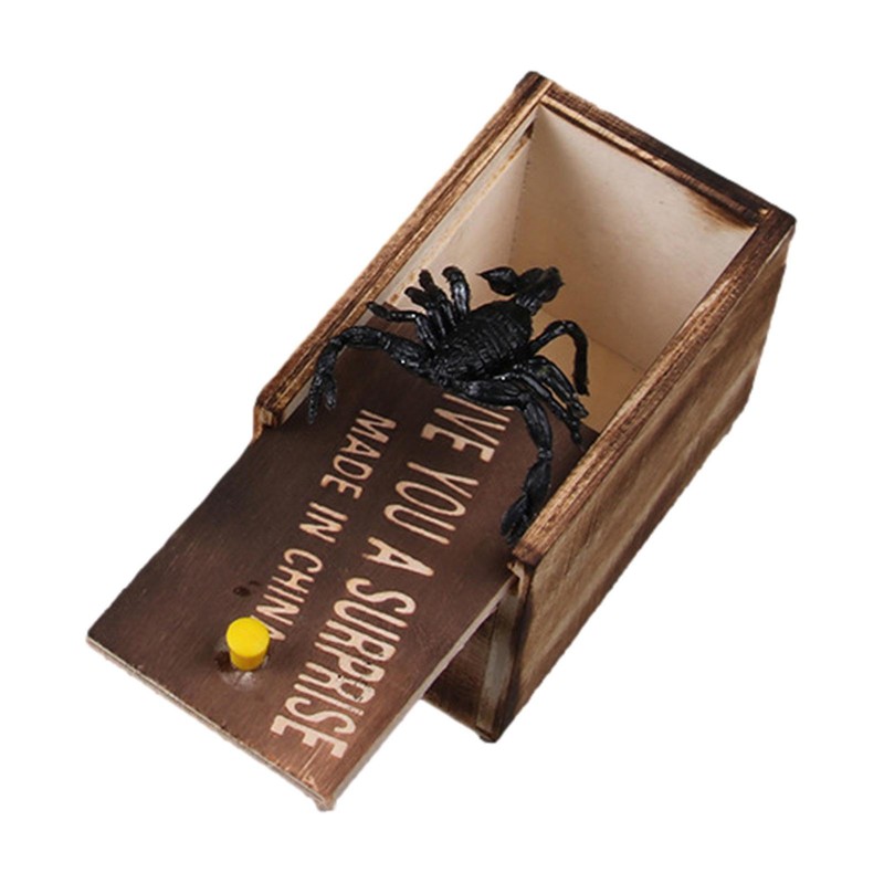 Scary Hidden Spider in a Wooden Box Prank Gag Toy Joke Fun Stocking Filler Gift