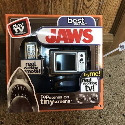 Tiny TV Classics JAWS Edition Best Clips Real Working Mini Television - NEW!