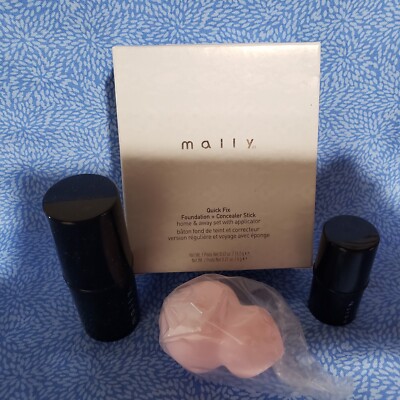 Mally Quick Fix Foundation & Concealer Stick Fair Home & Away Kit W Applicator