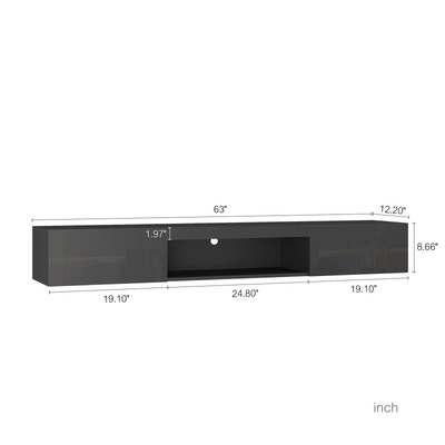LED Floating TV Stand,Wall Mounted TV Entertainment Center for Up to 65 inch TVs