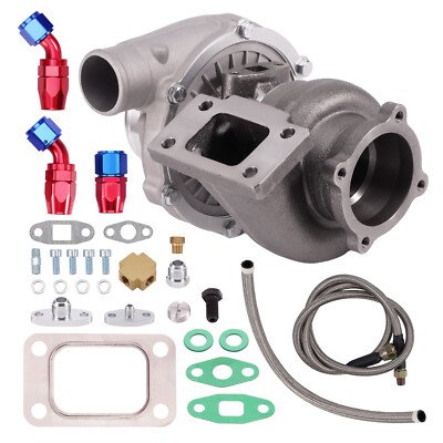 Turbocompresseur GT30 GT3037 GT3076 .82 + Oil Drain Return Oil FEED Line Kit
