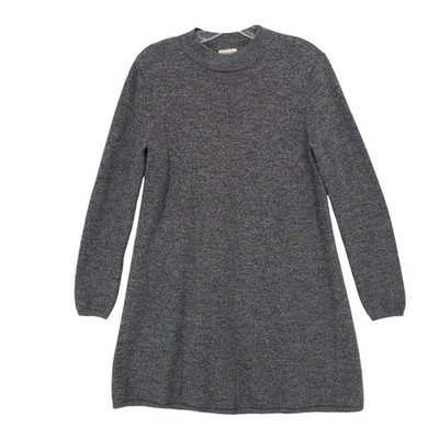 GARNET HILL 100% Merino Wool Sweater Dress Heather Gray Long Sleeve Size XS