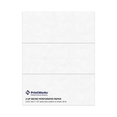 PrintWorks Professional Perforated Paper 24 lb White Professional for Statements