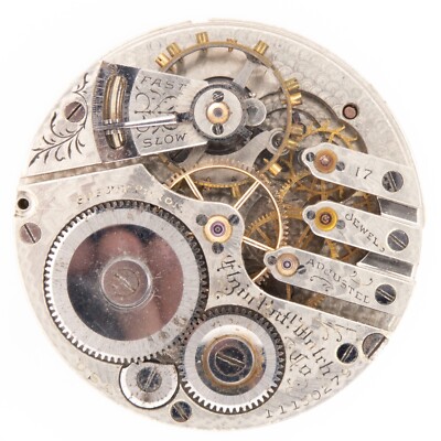 Elgin Grade 242 16-Size 17-Jewel Antique Pocket Watch Movement, Nice Dial