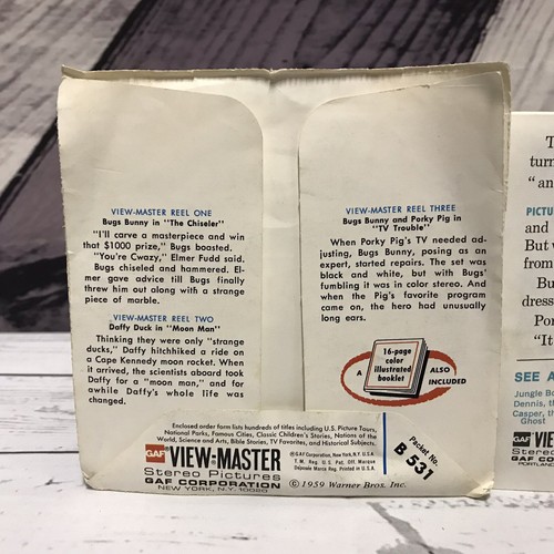 Vintage 1959 Bugs Bunny Viewmaster 3 Reels With Booklet Pack 21 Stereo Pics (V2