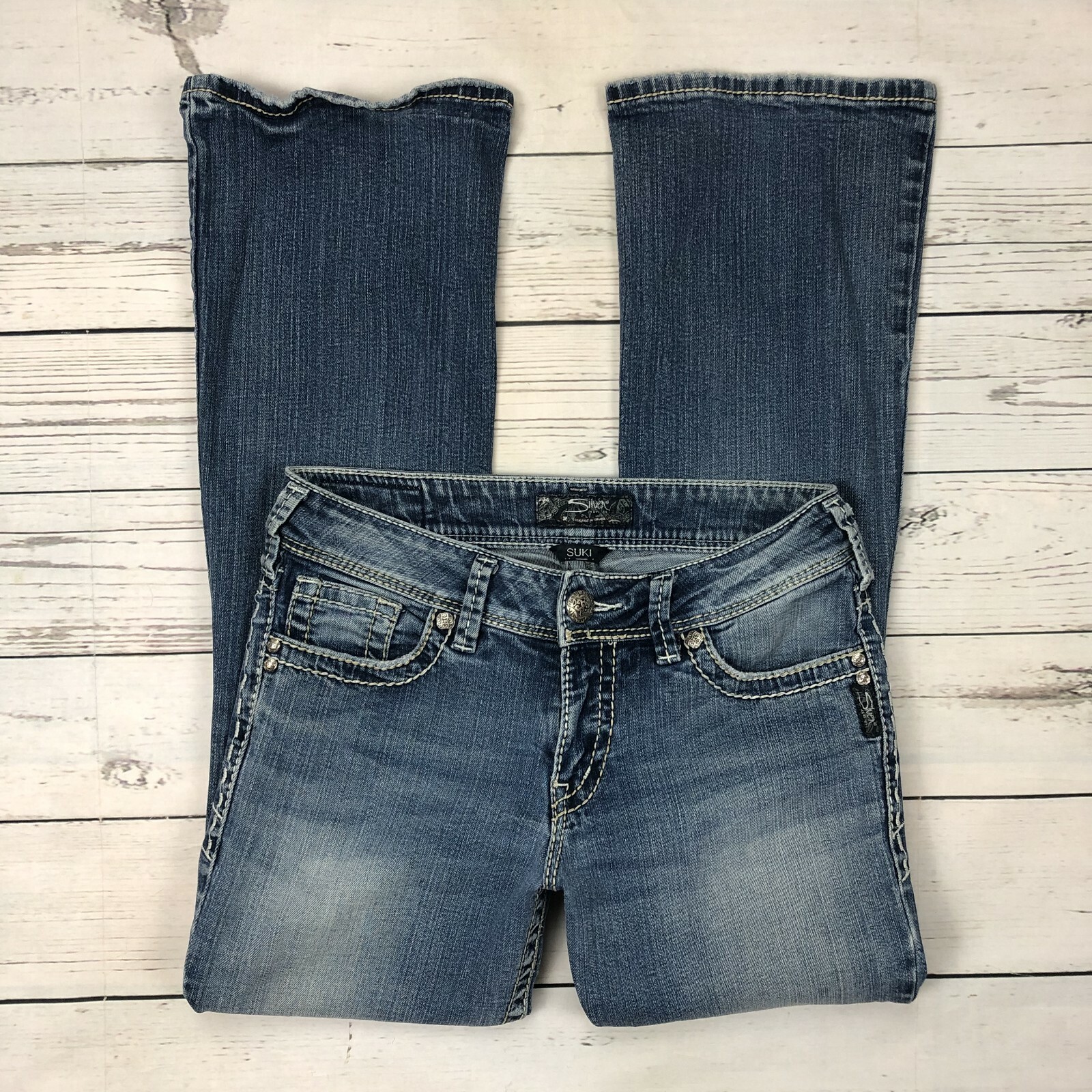 Silver Suki Jeans Size 28 Womens Bootcut Light Wash Stretch Silver Suki Jeans Size 28 Womens Bootcut Light Wash Stretch