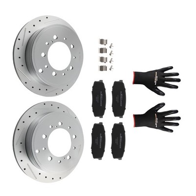 Rear Drilled&Slotted Brake Rotors+Brake Pads for Toyota Tundra 2007-2021 S-31483
