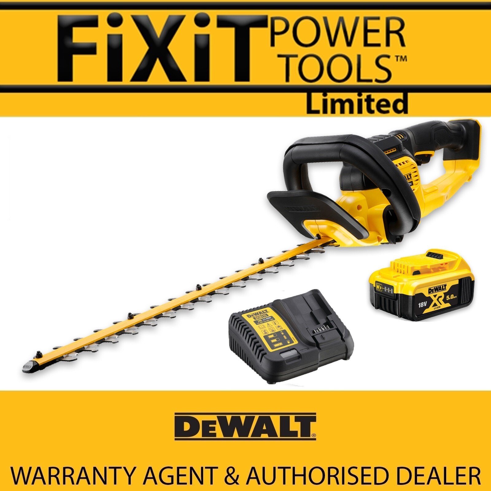 Dewalt DCMHT563P1 18v 55cm Cordless Hedge Trimmer Cutter & 5.0Ah Bat Kit