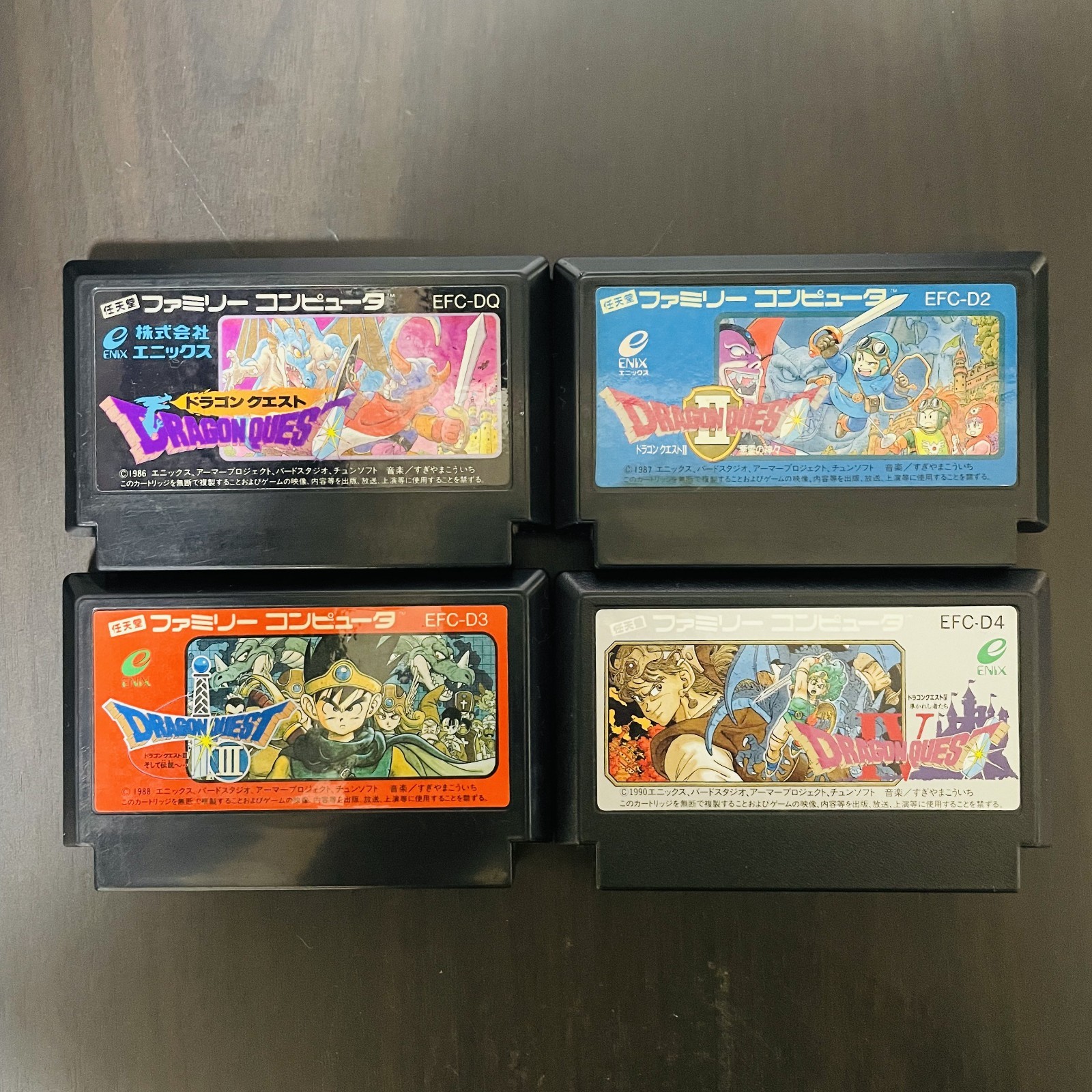 Lot of 4 Dragon Quest 1 2 3 4 Nintendo Famicom Enix Japanese