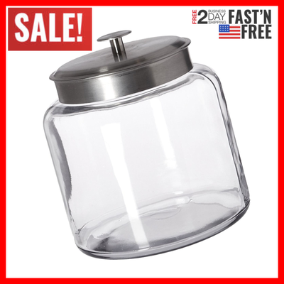 Large Capacity Montana Glass Jar With Airtight Lid Brushed Metal 1 5 Gallon Kitchen Dining Bar Home Garden