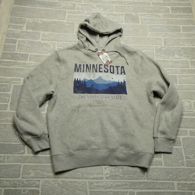 State Of Mine Minnesota Hoodie Adult XL Gray Hooded Sweatshirt North Star State