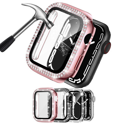 For iWatch Apple Watch Bling2/3/SE/4/5/6/7/8 Screen Protector Case 41/45mm Cover