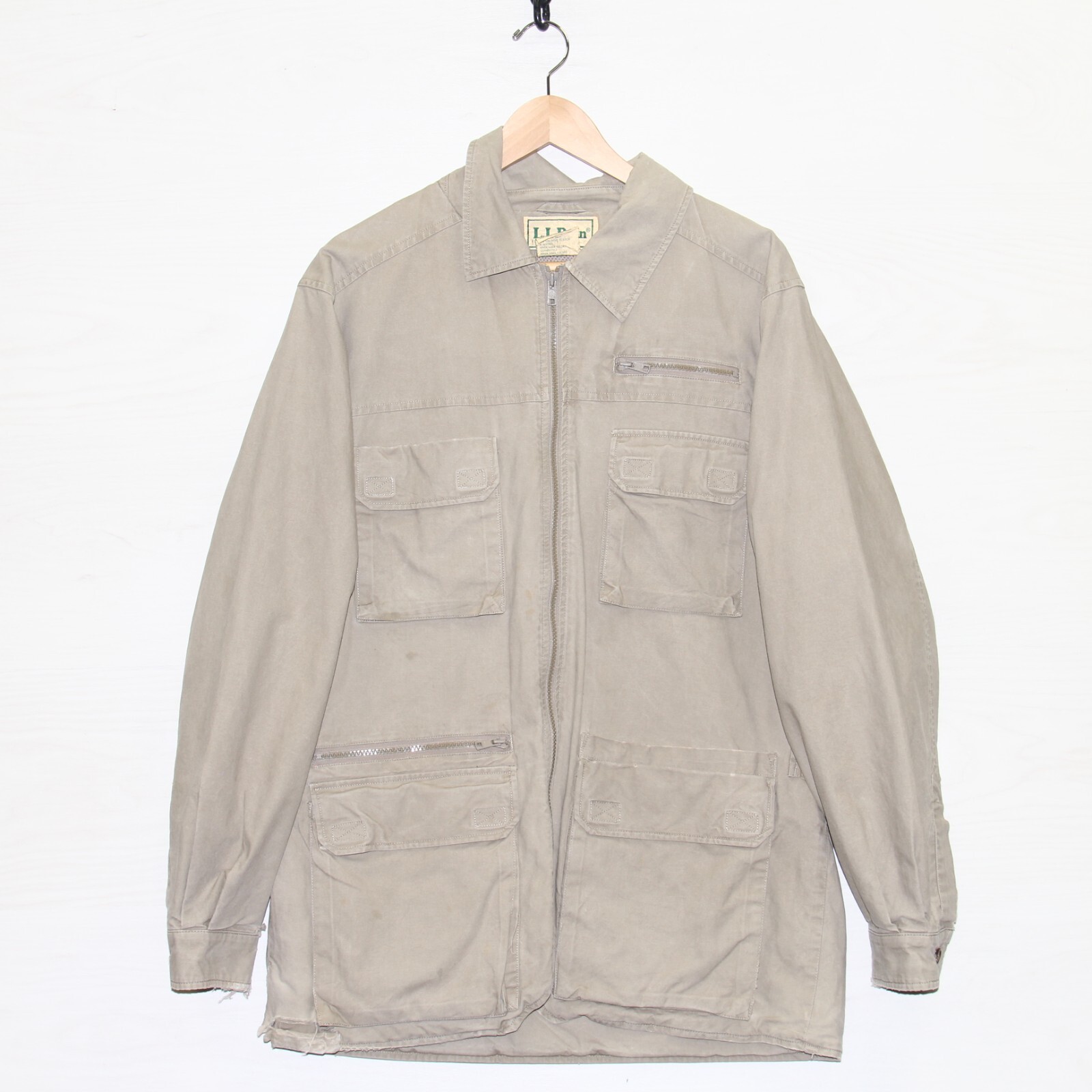 Vintage LL Bean Field Coat Jacket Size Medium Tall Beige Tan