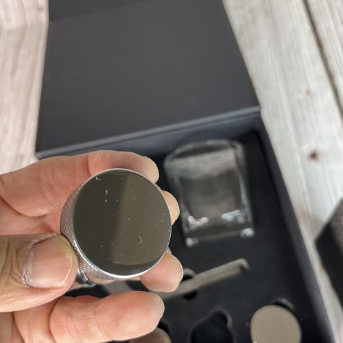 The Wine Savant 7 Pc Hockey Gift Box 8 Oz Glass X 2 With 4 Puck Stones And Tong