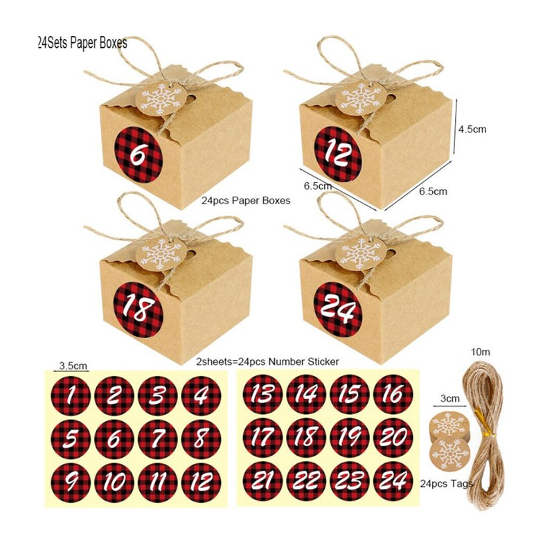 24PCS Christmas Gift Box Advent Calendar Kids Xmas New Year Candy Gift Home