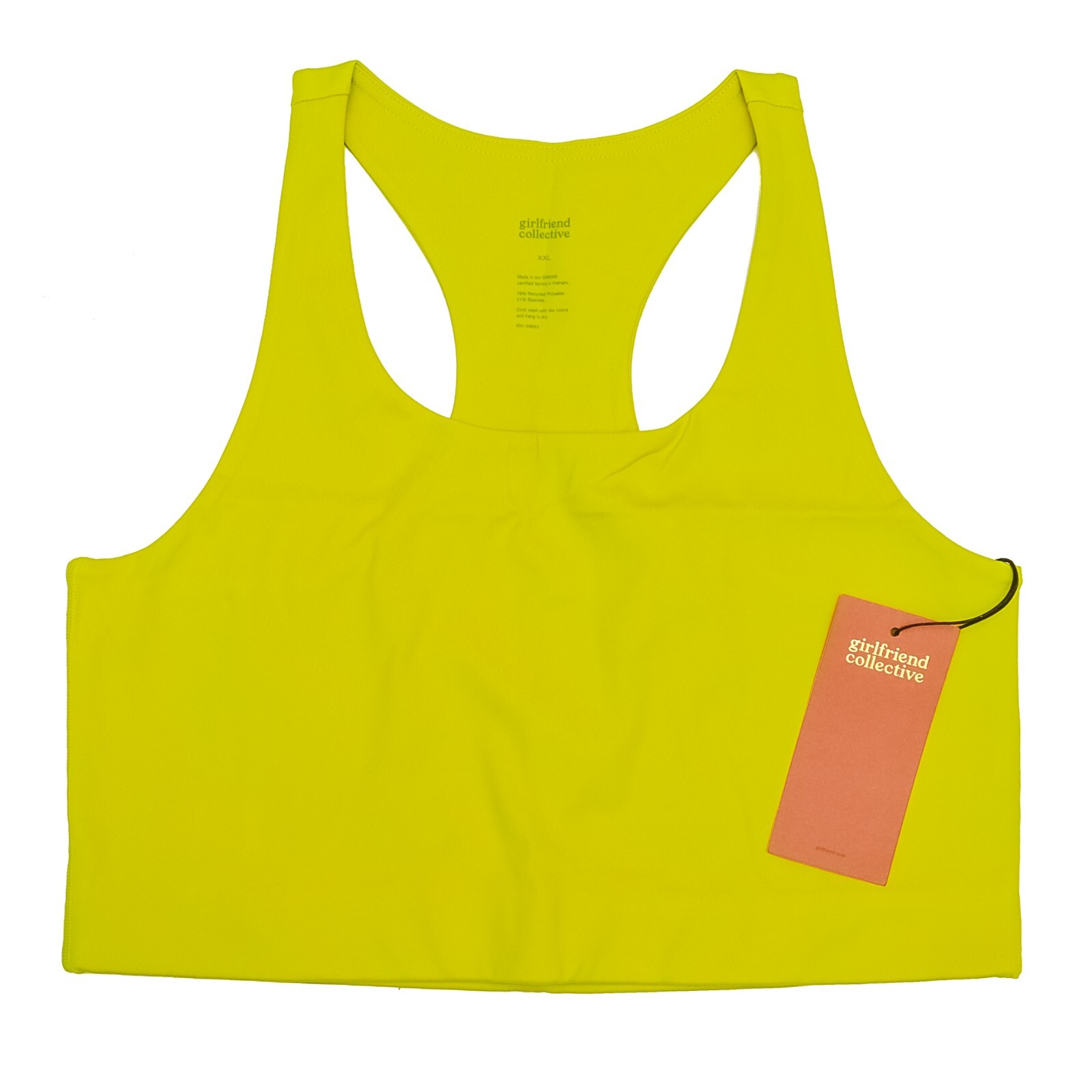 Small Citrine (Yellow/Green) Paloma Racerback Bra by Girlfriend Collective
