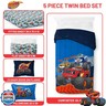 Jay Franco Kids Comforter Set Includes Sheets and Pillow Covers - Soft and Cozy Bed Set for Stylish Room Decor, Blue - Blaze and The Monster Machines, 5 Piece Twin Size Bedding