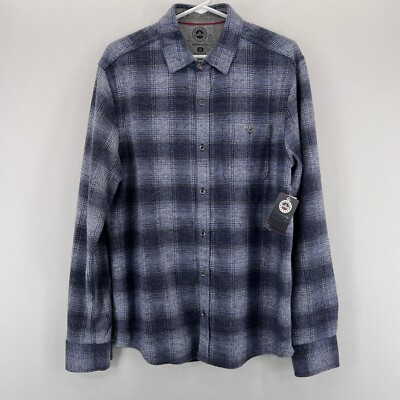 Flag & Anthem Mahoneys Dover Hero Blue Plaid Flannel Shirt Longsleeve. Size M