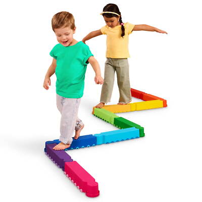 Battat Rainbow Ridge Balance Beams Active Playset with 10 Pcs, Toddler Toys