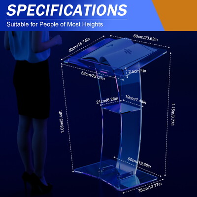 Acrylic Clear Podium Transparent Pulpit Plexiglass Lectern Speech Conference