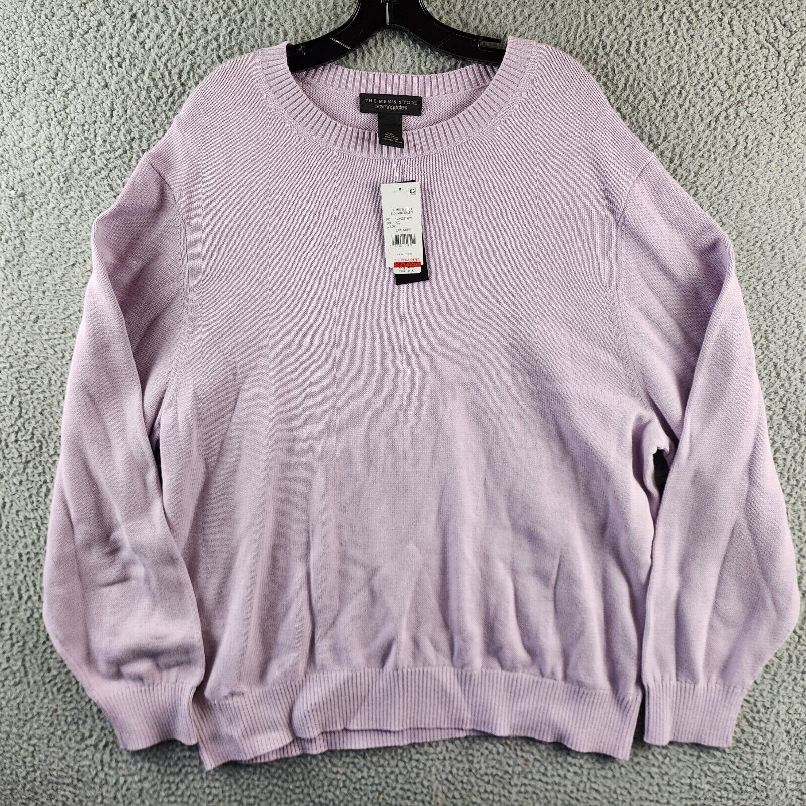 The Men's Store at Bloomingdale's Cotton Crewneck Sweater Men's XXL Lavender L/S - Picture 1 of 12