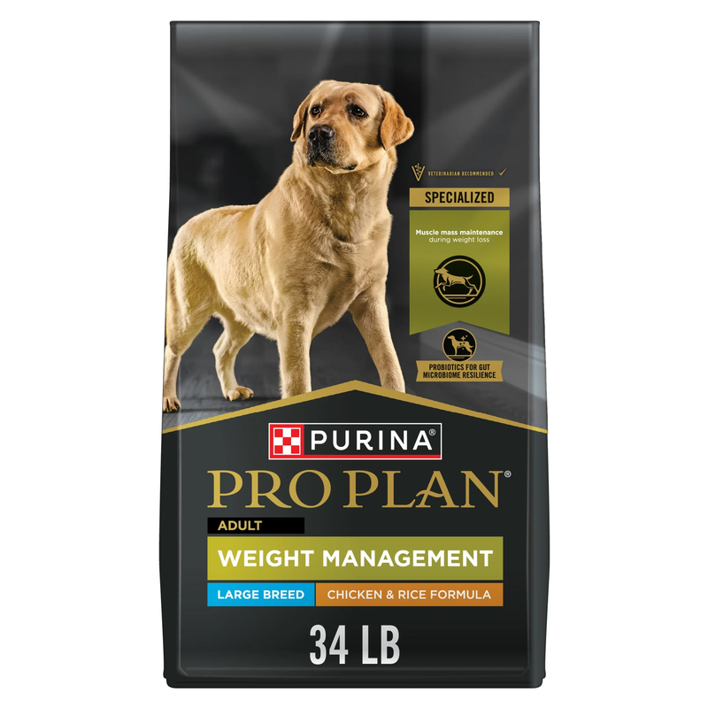 Weight Management Dry Dog Food for Large Breed Adults, Chicken & Rice, 34 Lb Bag