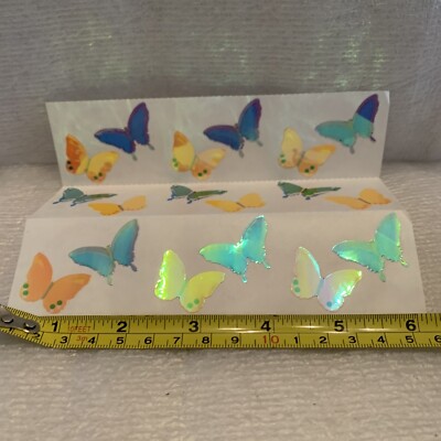 Vtg mrs grossmans pearly butterflies stickers lot 3 Strips Un Used. Opal