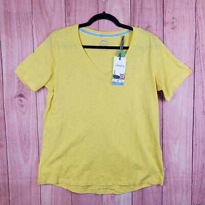 Joules Celina Solid V Neck T-Shirt Sz 10 Yellow NEW NWT 