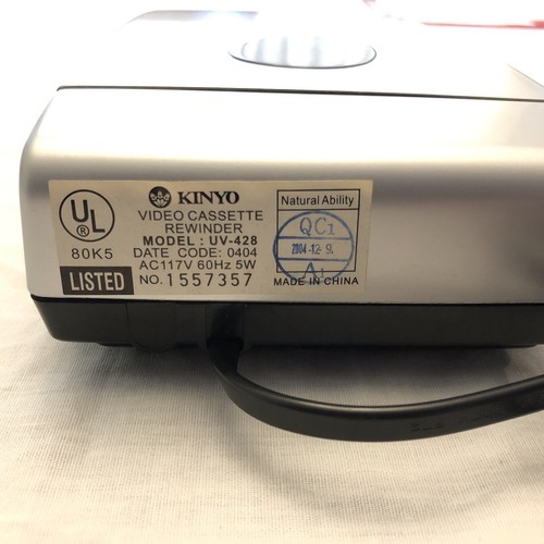 KINYO UV-428 VHS Video Cassette Tape 1-Way Rewinder Silver