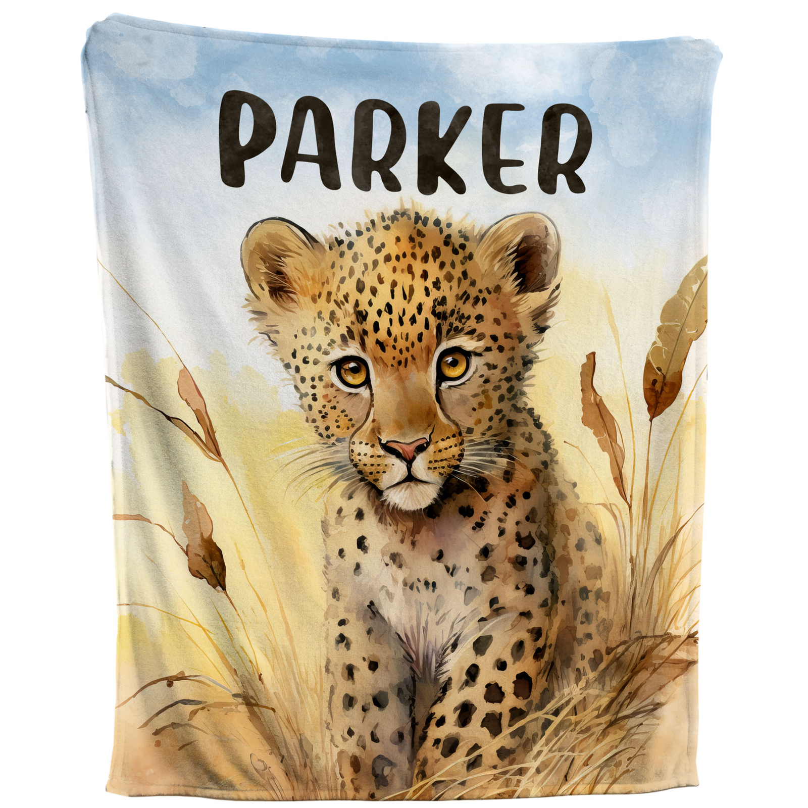 Leopard Blanket - Personalized Fleece Throw, Safari Nursery Kids Baby Gift